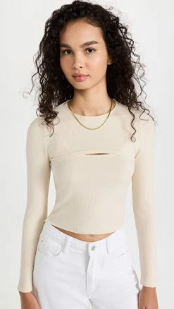Buy ⌛ WSLY Rivington Long Sleeve Shrug Tee Sand 💯