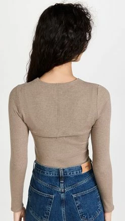 Deals ✨ WSLY Rivington Long Sleeve Shrug Tee Walnut Heather 🎉 -DEMYLEE SHOP wesle3007242357 1654887658621 2 0. UX540 . QL90
