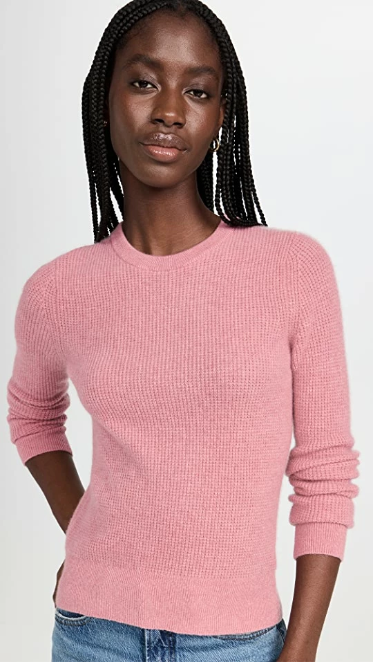 Best Pirce π White + Warren Cashmere Waffle Crewneck Rose Gold Heather π 3 Best Pirce π White + Warren Cashmere Waffle Crewneck Rose Gold Heather π