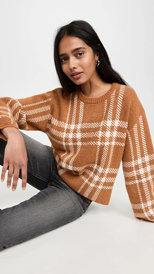New π Z Supply Solange Plaid Sweater Whiskey π― 3 New π Z Supply Solange Plaid Sweater Whiskey π―